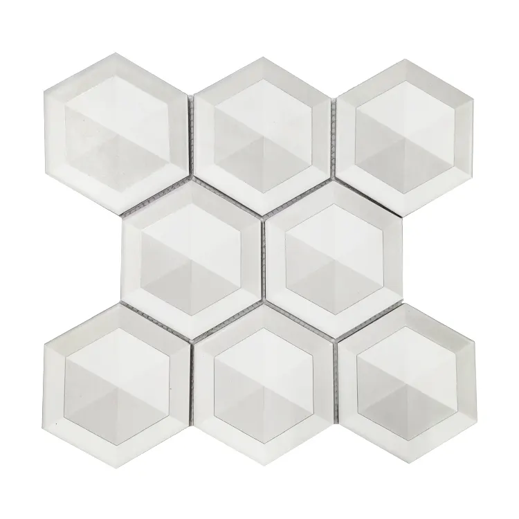 Black/Gold Hexagonal Ceramic Mosaic Tile 300x300