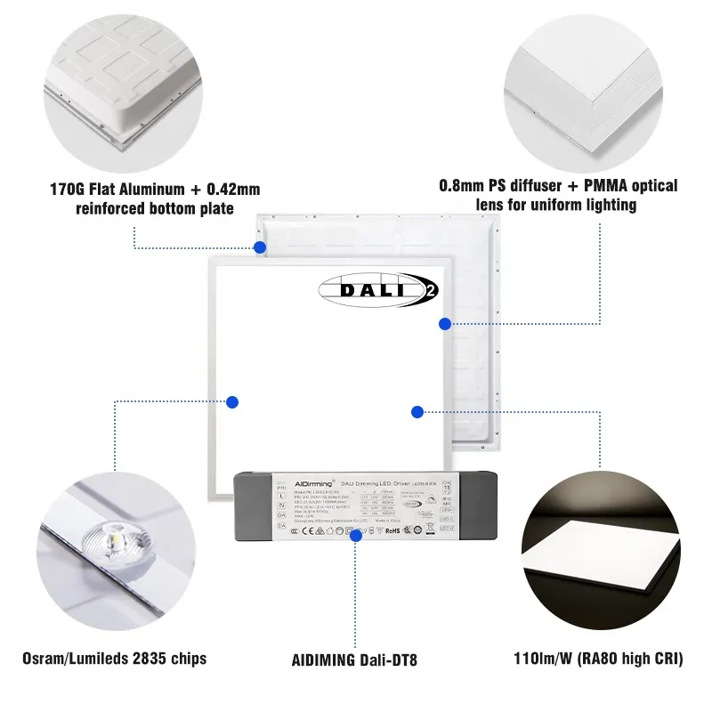 Adjustable Dimmable Recessed LED Panel Light 2x2/60x60 40W