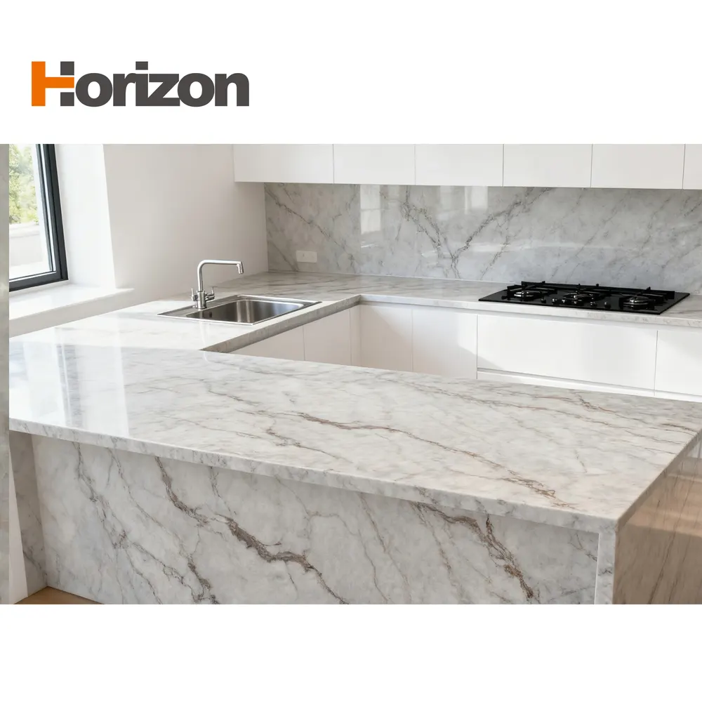 3D-Printed Calacatta White Engineered Quartz Slab