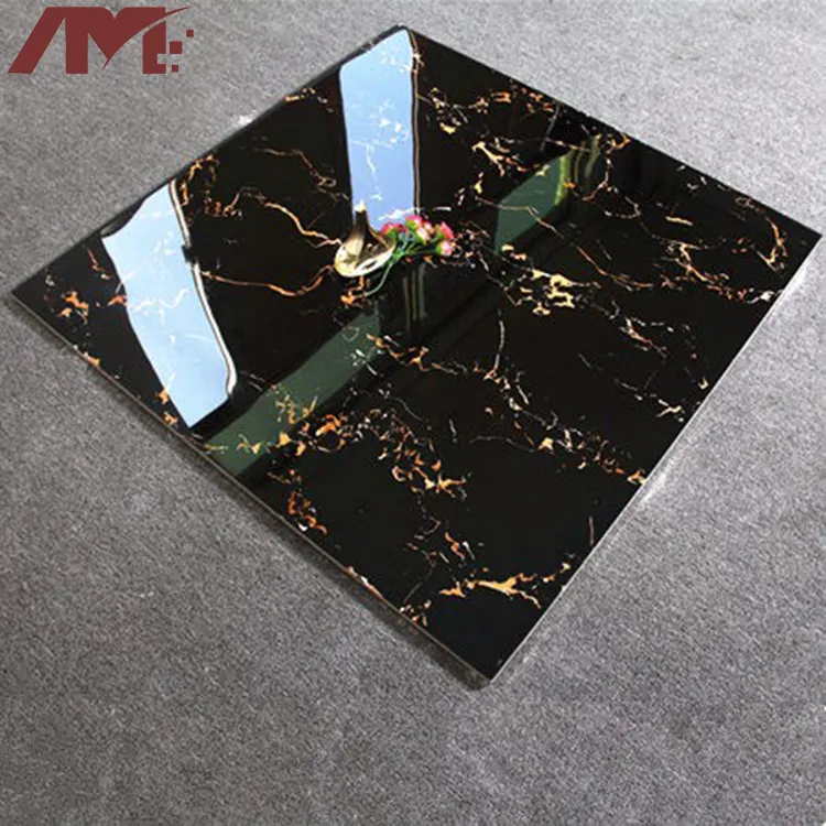 Black/Gold Polished Porcelain Floor Tile 600x600mm