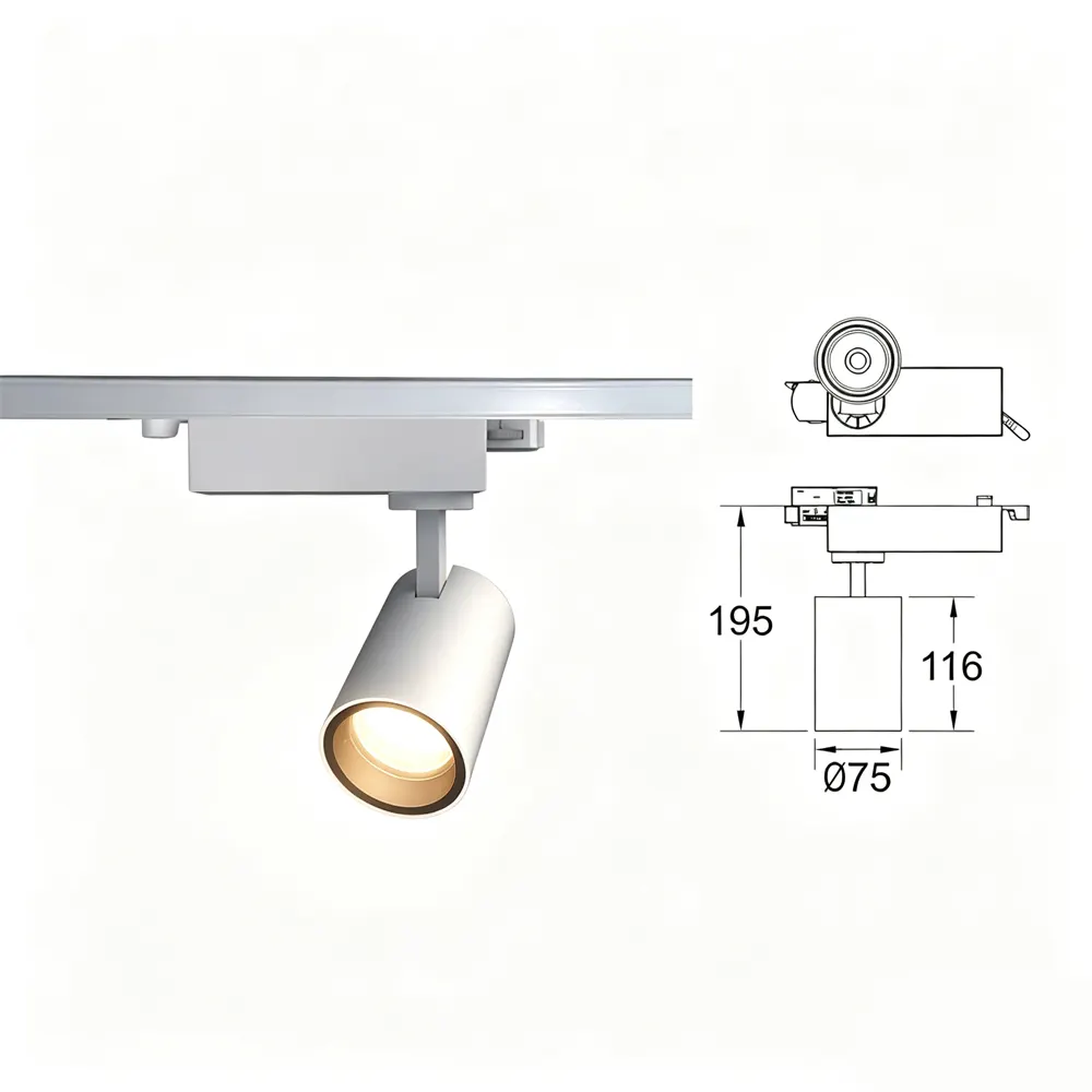 Adjustable Aluminum LED Track Spotlight White