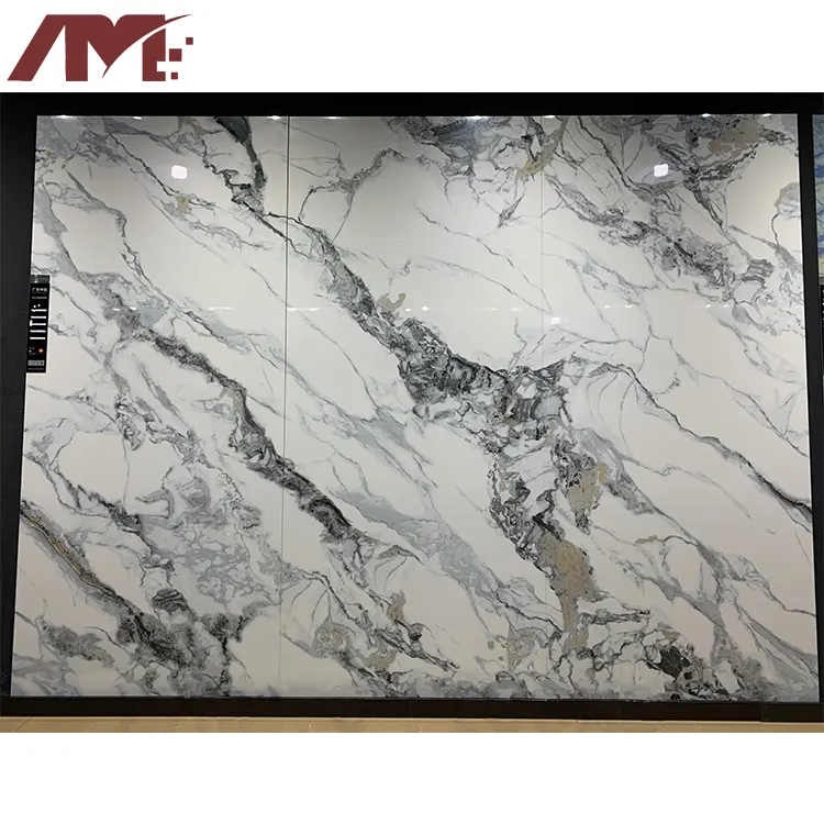 Carrara White Glossy Sintered Stone Slab 800x2600x9mm