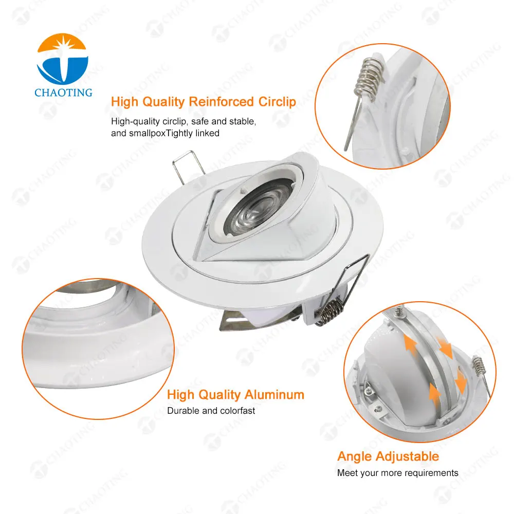 Adjustable Recessed Aluminum Downlight Housing Black/White GU10