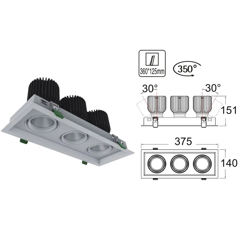 Adjustable Aluminum LED Downlight 24-32W
