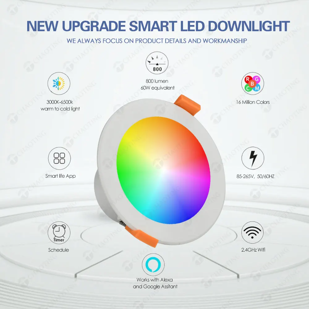 Adjustable Tuya Smart Dimmable LED Downlight 5-16W