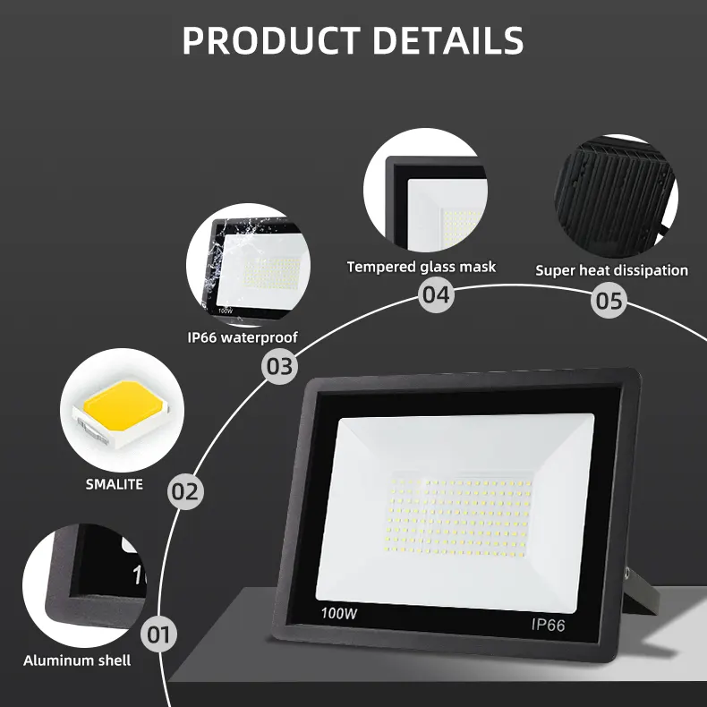 Aluminum LED Floodlight 10-50W IP66 100-265V