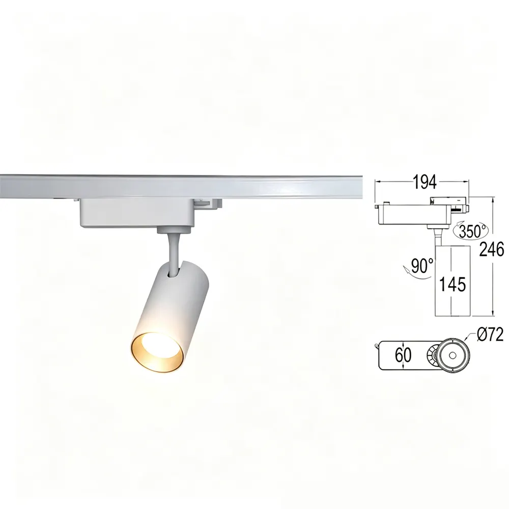 Adjustable Aluminum LED Track Spotlight White 2/32W
