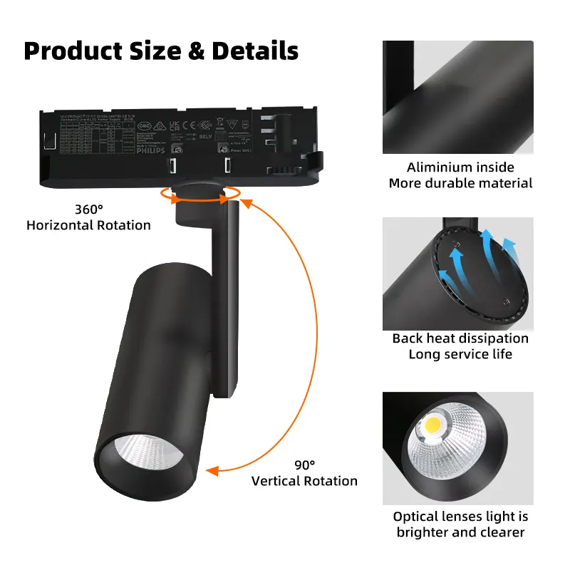 Adjustable Aluminum COB LED Track Spotlight 18-30W