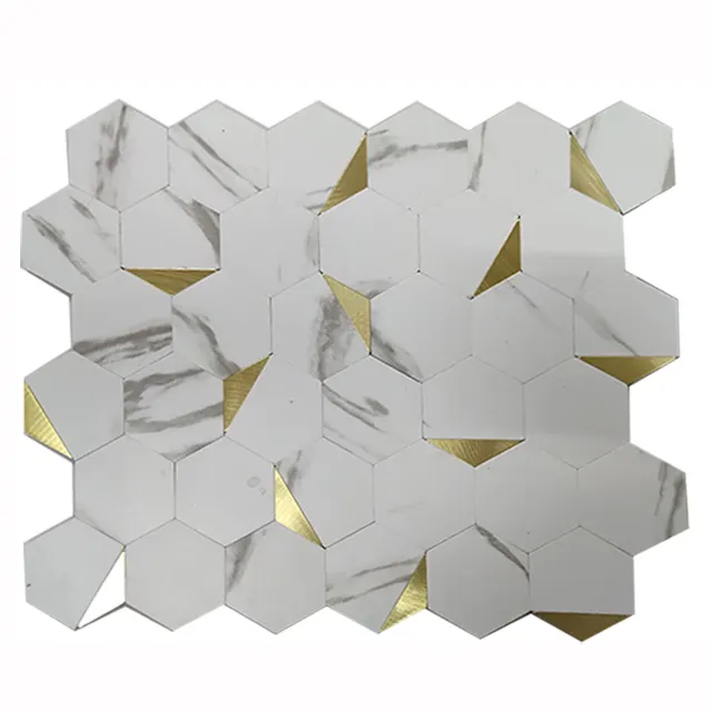 Black/Gold Hexagonal Ceramic Mosaic Tile 300x3000mm