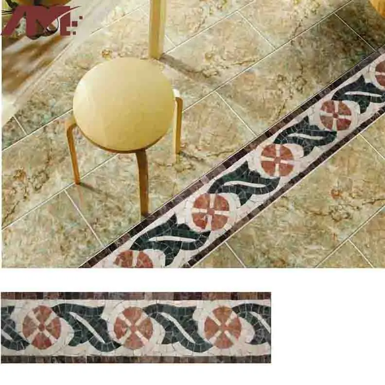 Floral-Pattern Stone Mosaic Tile 100x400mm