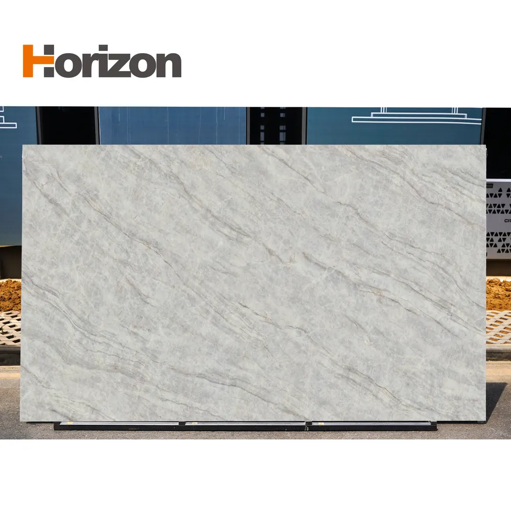 3D-Printed Marble-Look White Engineered Quartz Slab