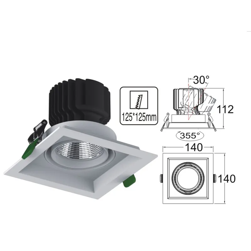 Adjustable Aluminum LED Ceiling Light 24-32W