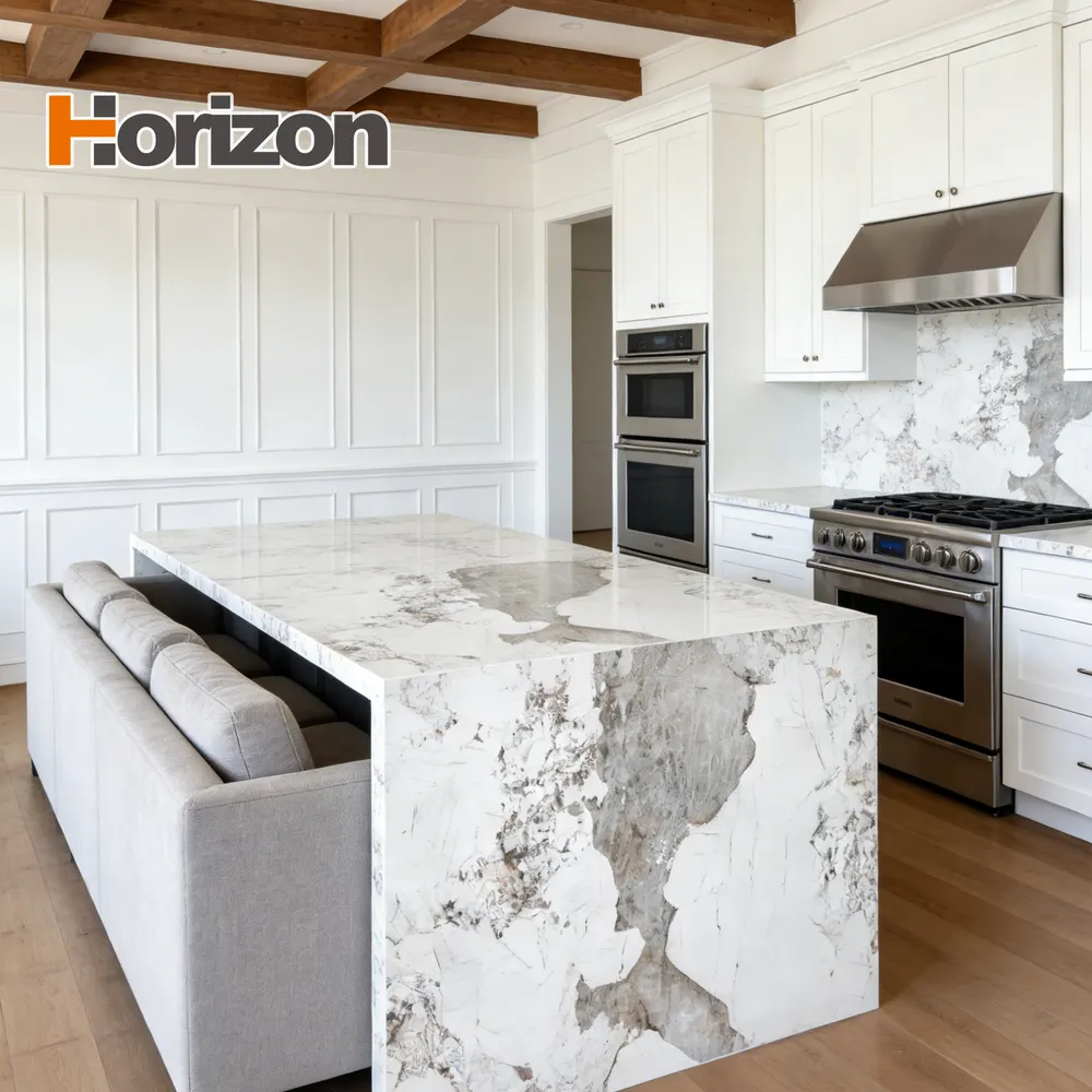 Calacatta White/Gold Sintered Stone Slab 1600x3200mm