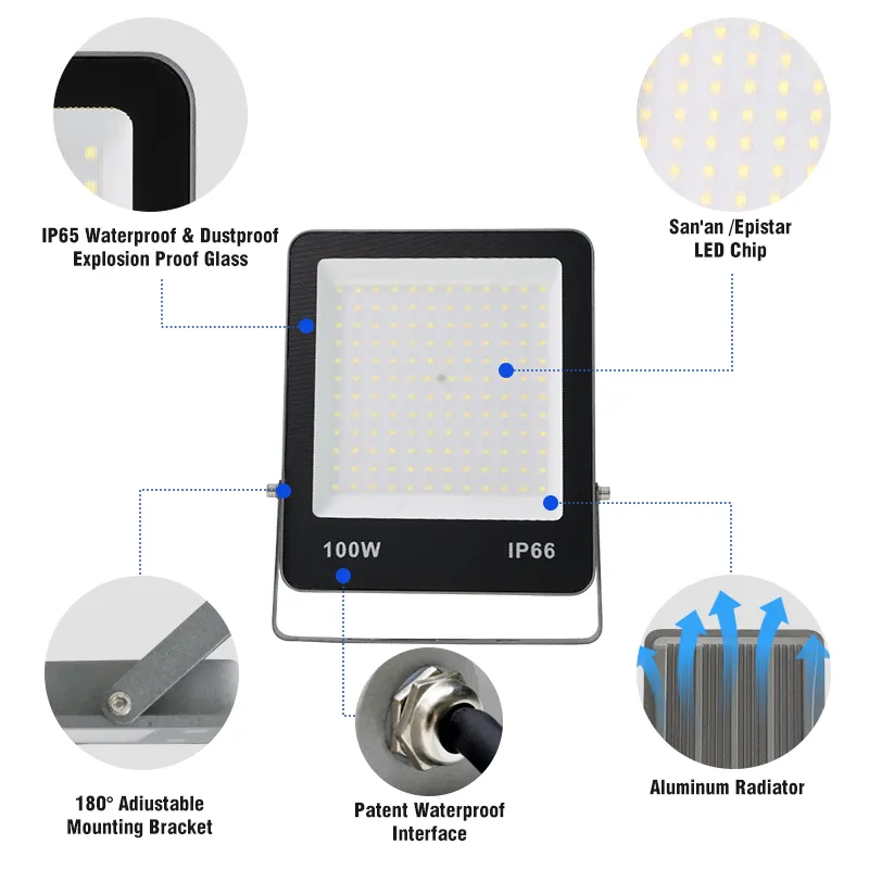Aluminum LED Floodlight 20-300W IP66