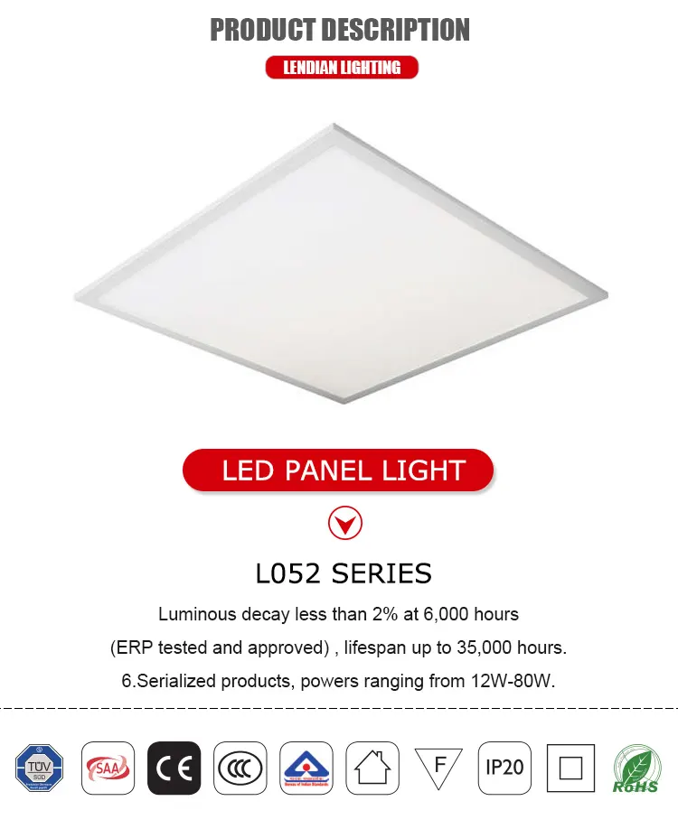Aluminum LED Panel Light 600x600mm 48-80W