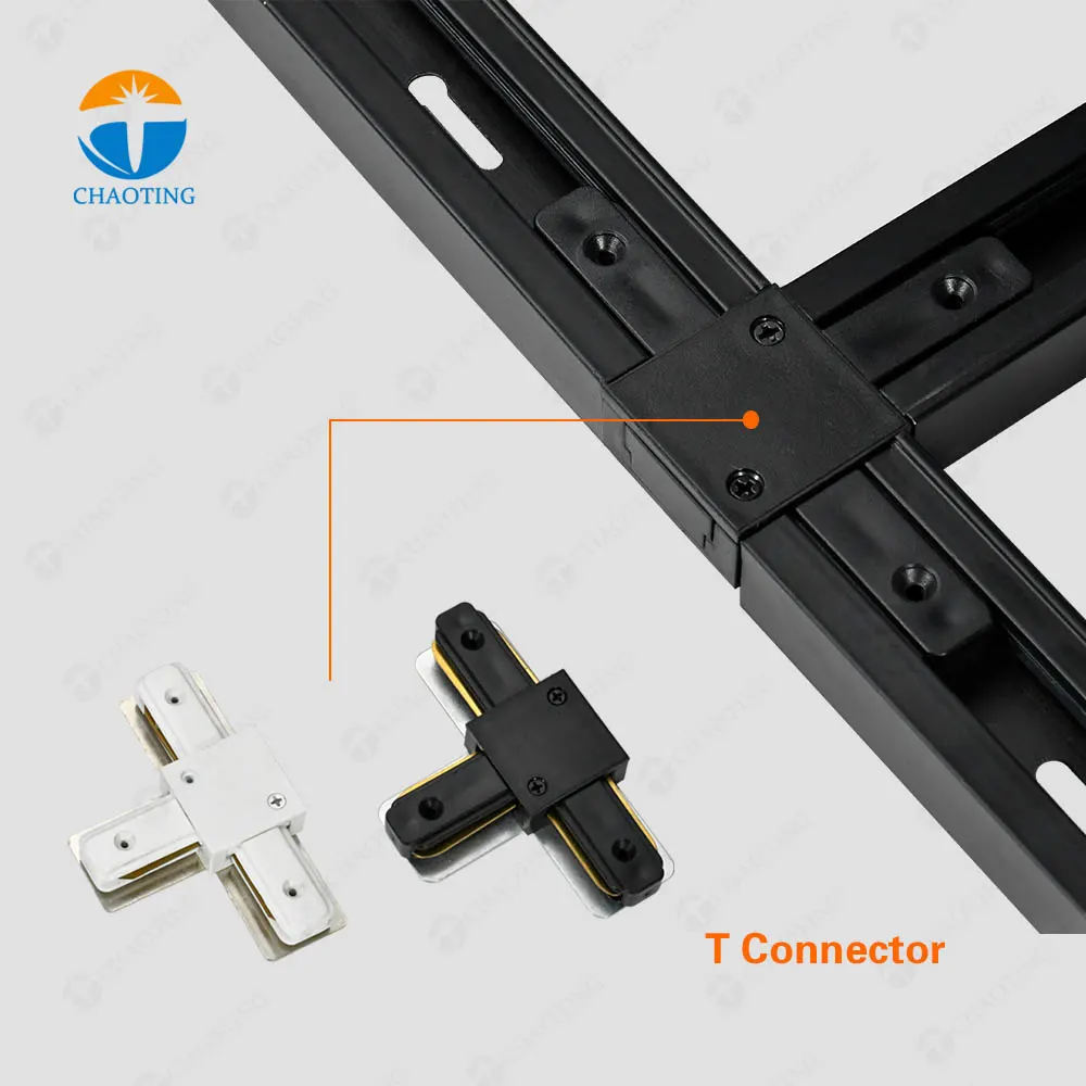 Aluminum 2-Wire T-Connector for Track Lighting