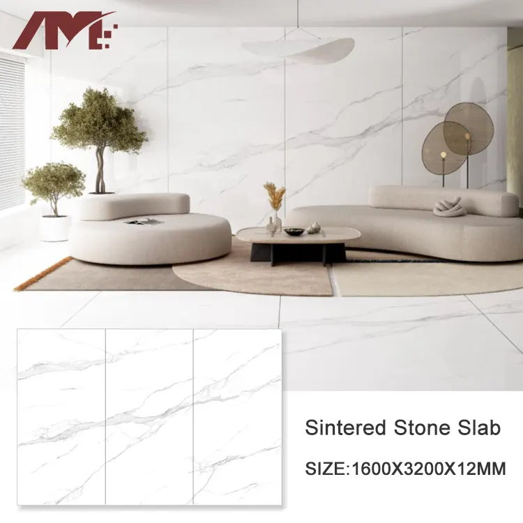 Calacatta White Polished Sintered Stone Slab 1200x2700mm