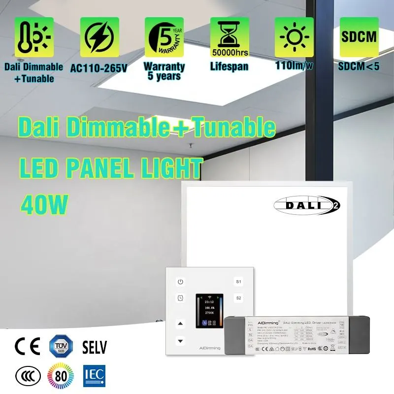 Adjustable Dimmable DALI LED Panel Light 40W