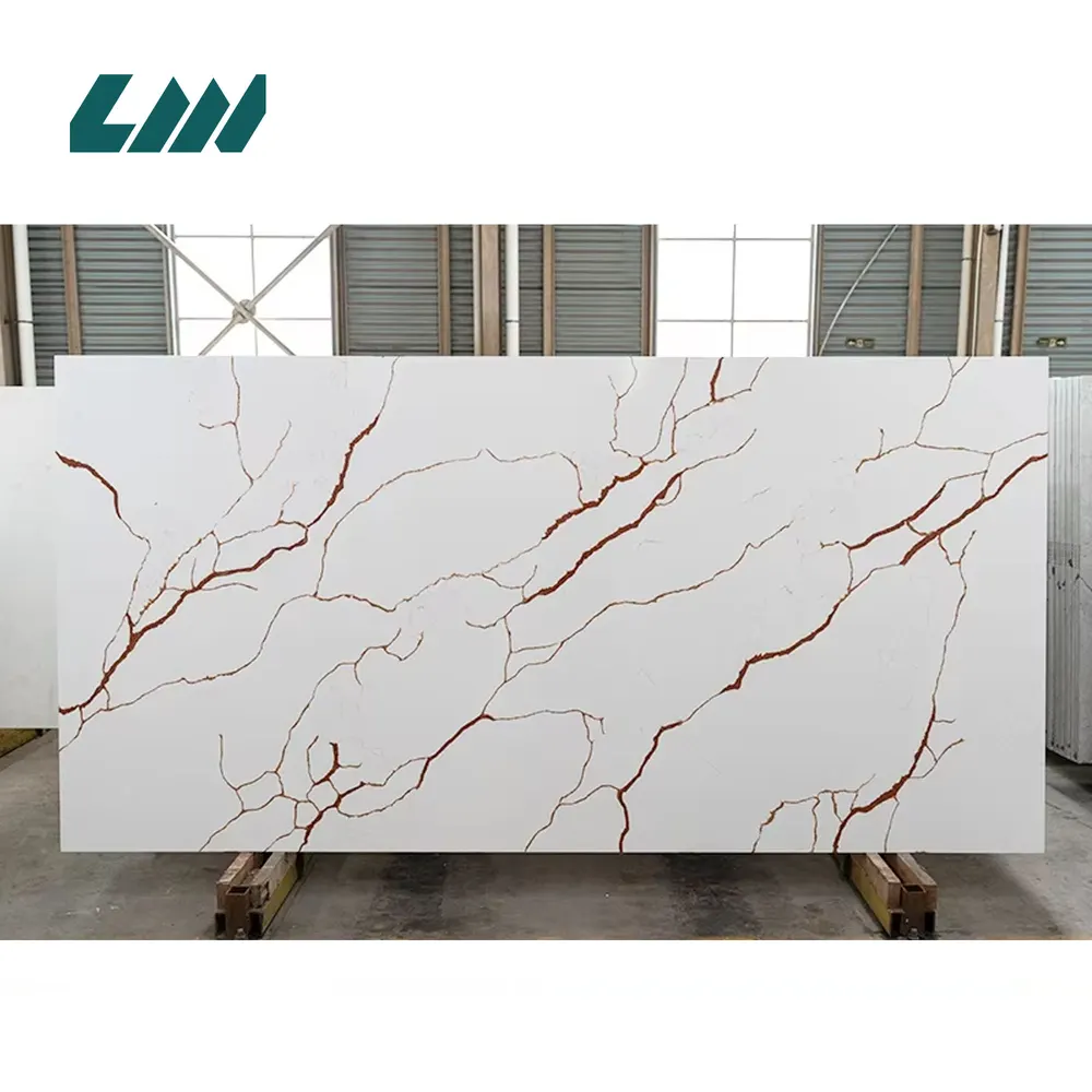 Calacatta Polished Engineered Quartz Slab 3200x1600mm