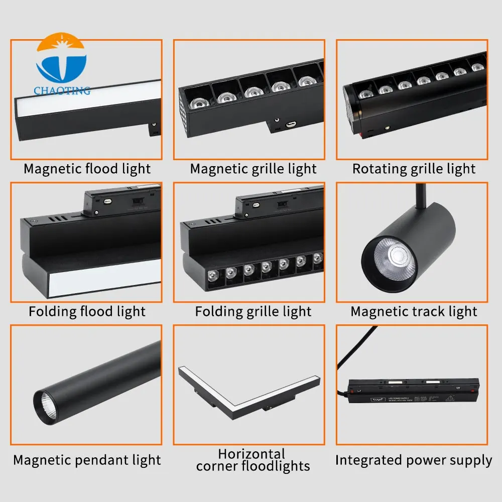 Adjustable Aluminum Magnetic LED Track Spotlight 5-40W 48V 3000K/4000K/6000K