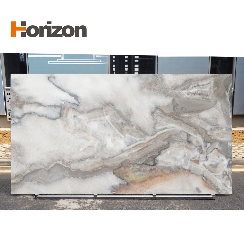 3D-Printed Carrara Black Polished Engineered Quartz Slab