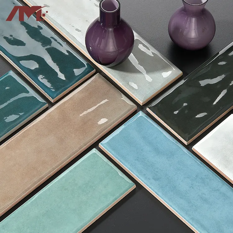 Blue Glossy Porcelain Wall Tile 75x300mm