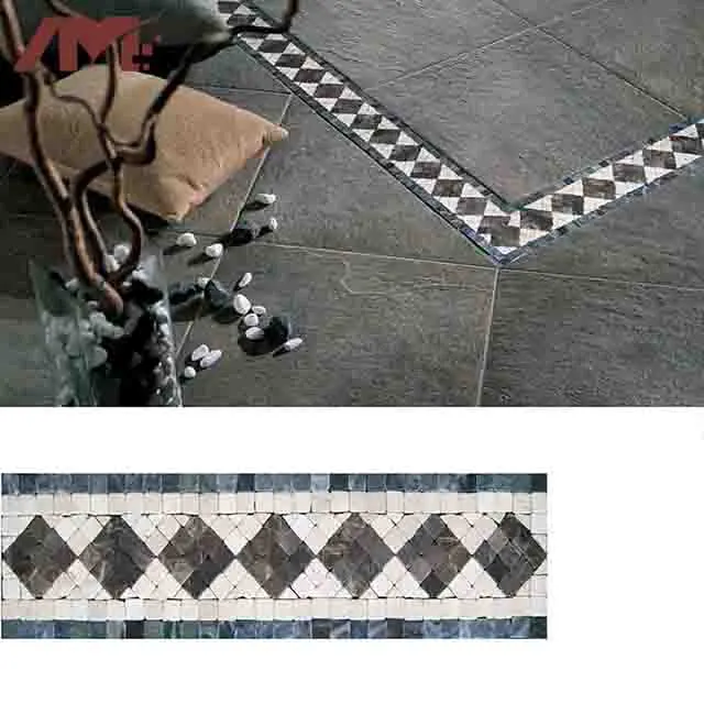 Floral-Pattern Stone Mosaic Tile 100x400mm