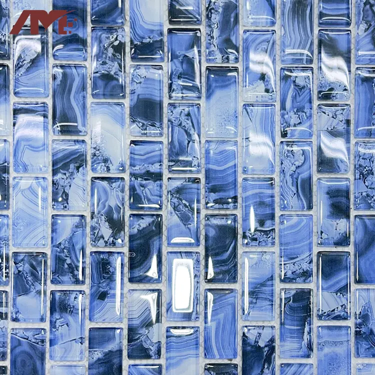 Blue Glossy Glass Mosaic Tile 320x297x5mm