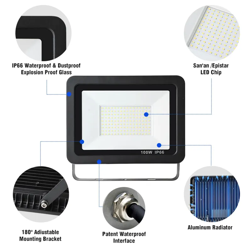 Aluminum LED Floodlight 50-300W 12V IP66