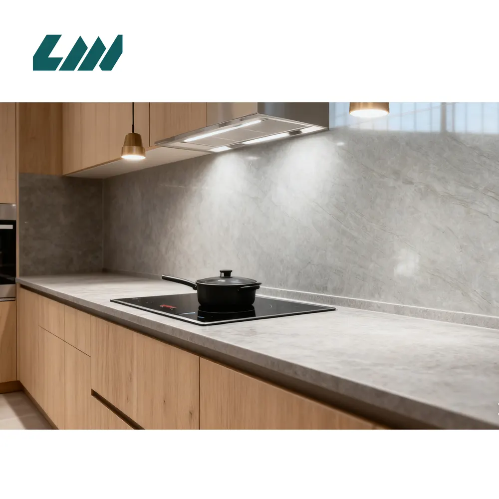 3D-Printed Beige/Gray/White Engineered Quartz Slab 3200x1600mm