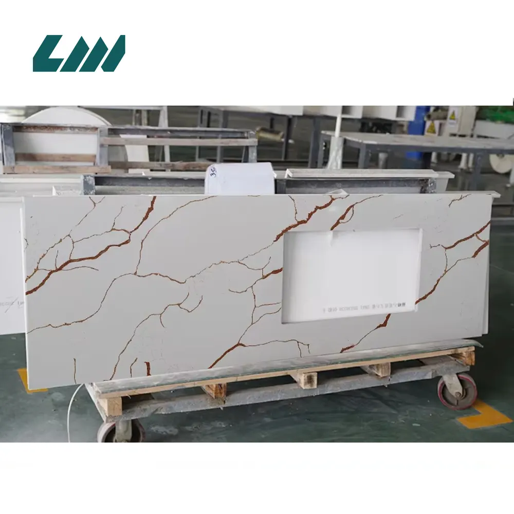 Calacatta Polished Engineered Quartz Slab 3200x1600mm