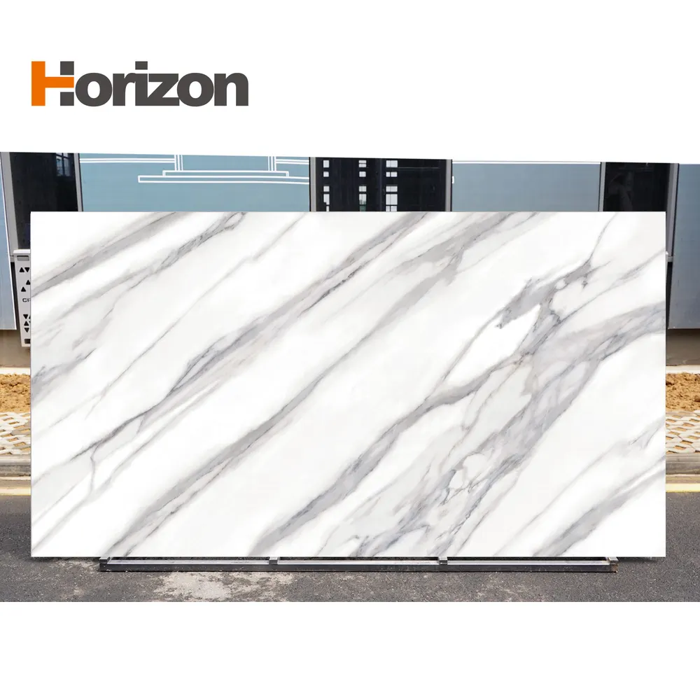 3D-Printed Calacatta Polished Engineered Quartz Slab