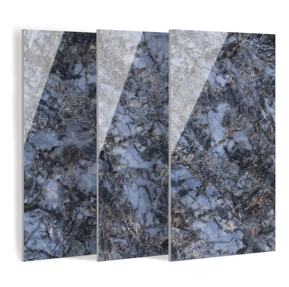 Blue Marble-Look Polished Porcelain Tile 600x1200mm