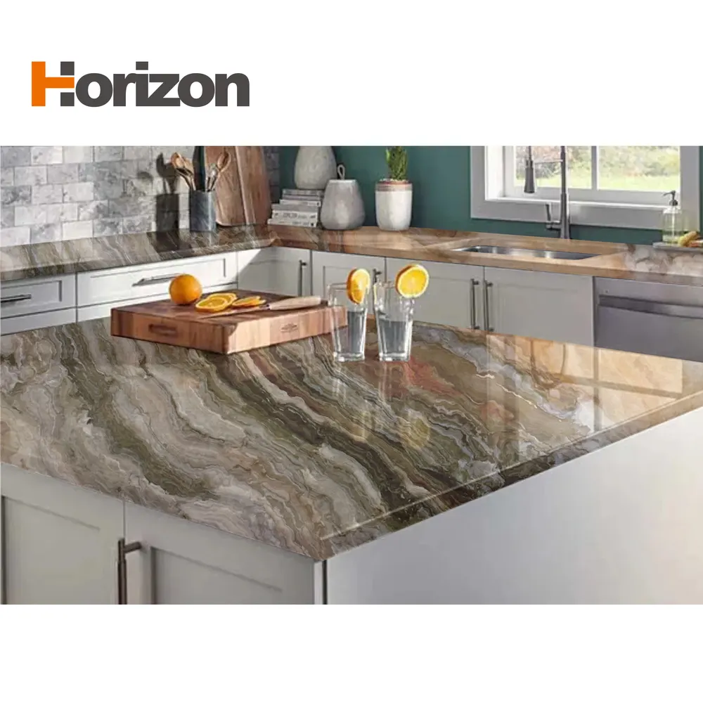 3D-Printed Marble-Look White Engineered Quartz Slab