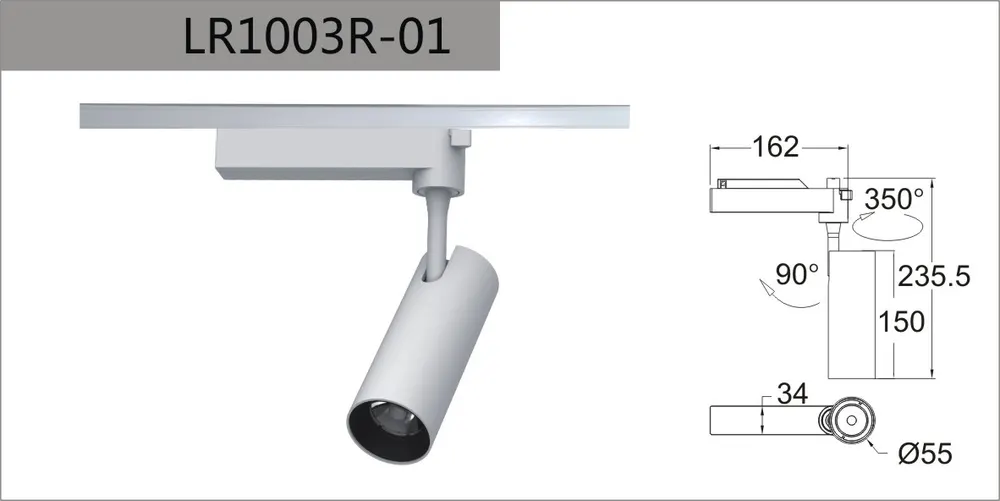 Adjustable Dimmable Aluminum COB LED Track Spotlight 2/20W