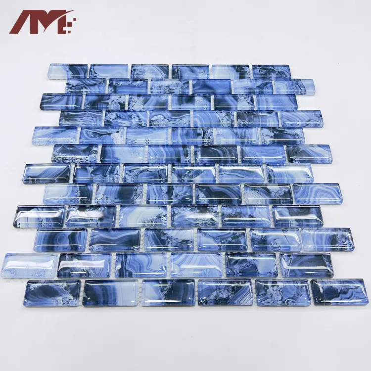 Blue Glossy Glass Mosaic Tile 320x297x5mm