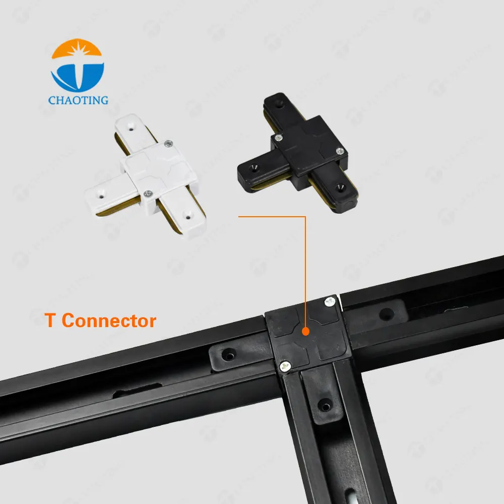 Aluminum 2-Wire Track V-Connector Black/White