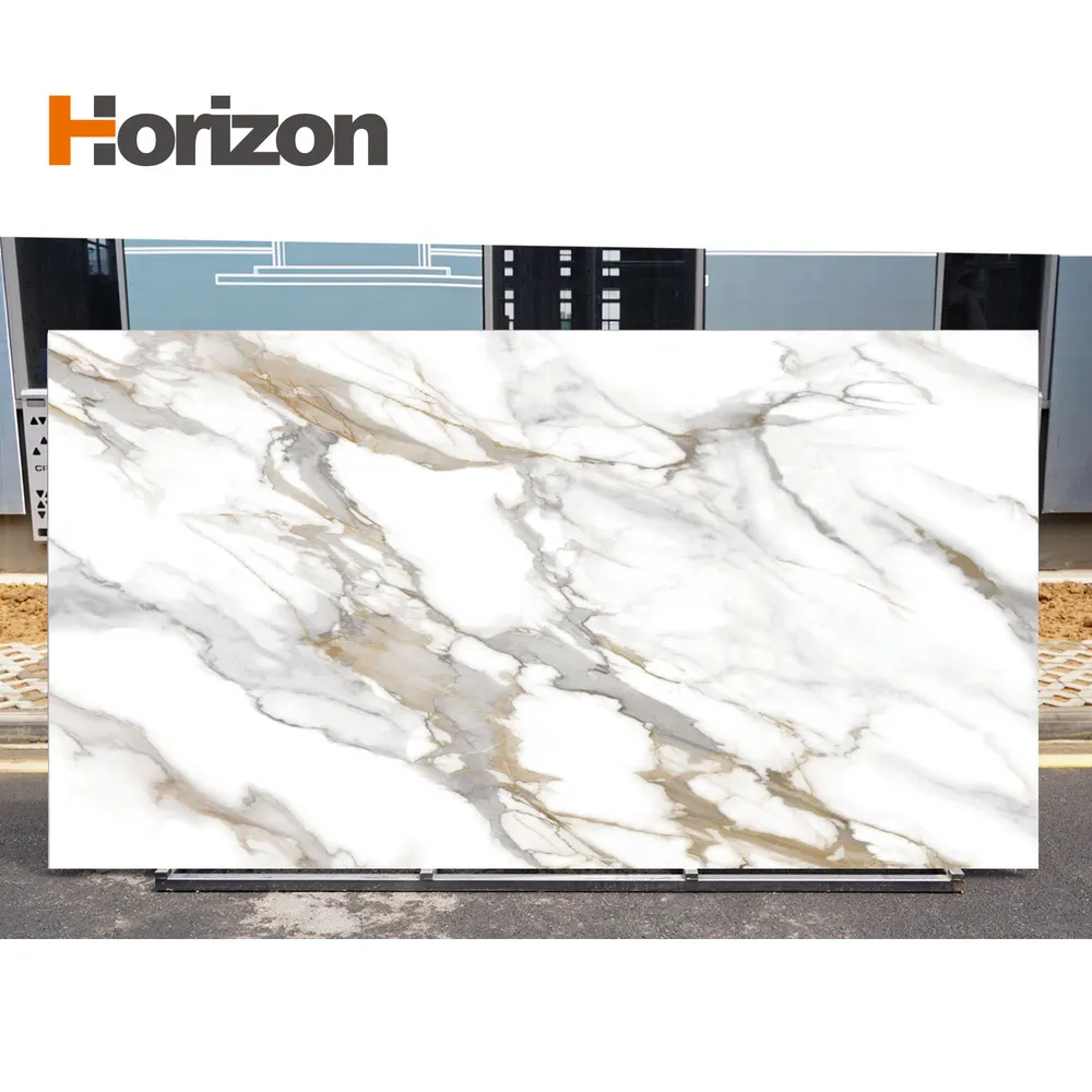 3D-Printed Calacatta Polished Engineered Quartz Slab
