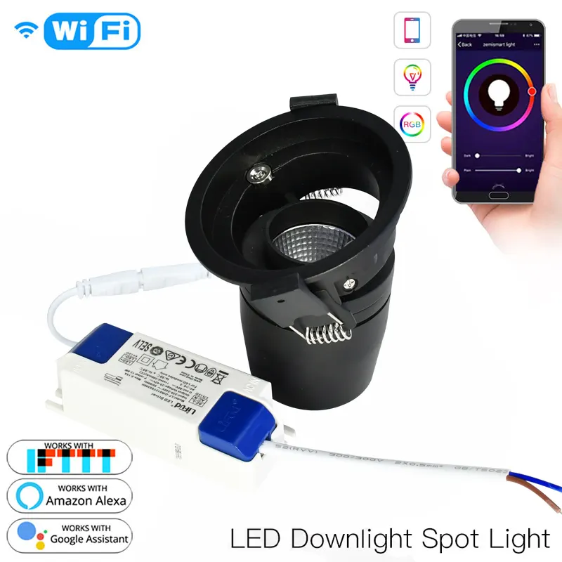 Adjustable Tuya Smart Dimmable COB LED Downlight 7/12W