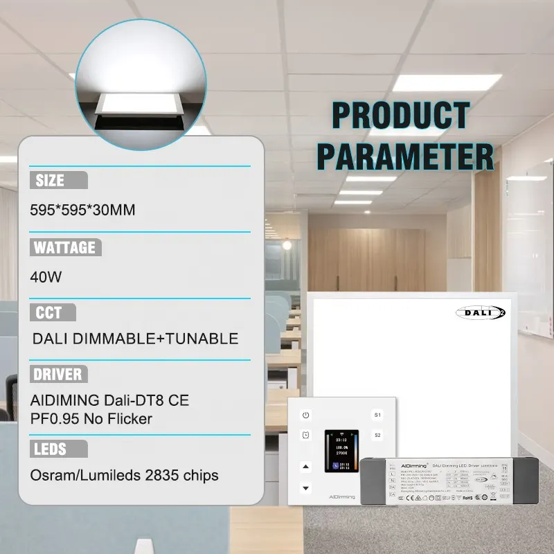 Adjustable Dimmable Recessed LED Panel Light 2x2/60x60 40W