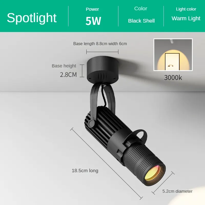 Adjustable Aluminum COB LED Track Spotlight 5-12W