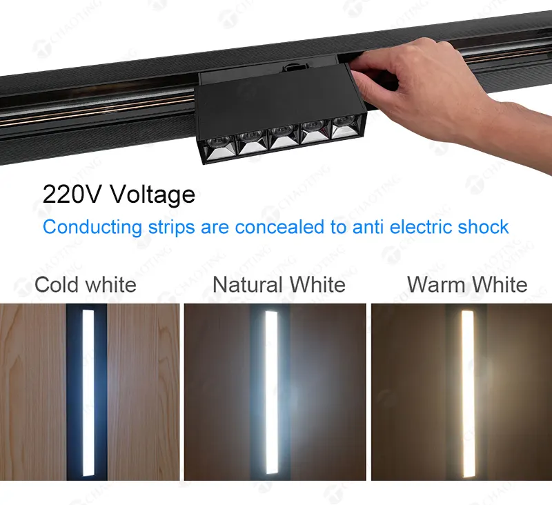 Adjustable Dimmable Magnetic COB LED Track Spotlight 8-30W 220V for 4-Wire Track