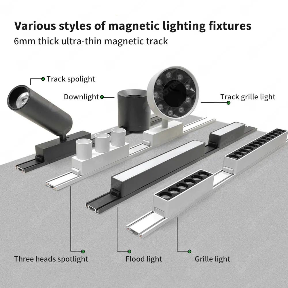 Adjustable Aluminum COB LED Track Spotlight Black 10-30W