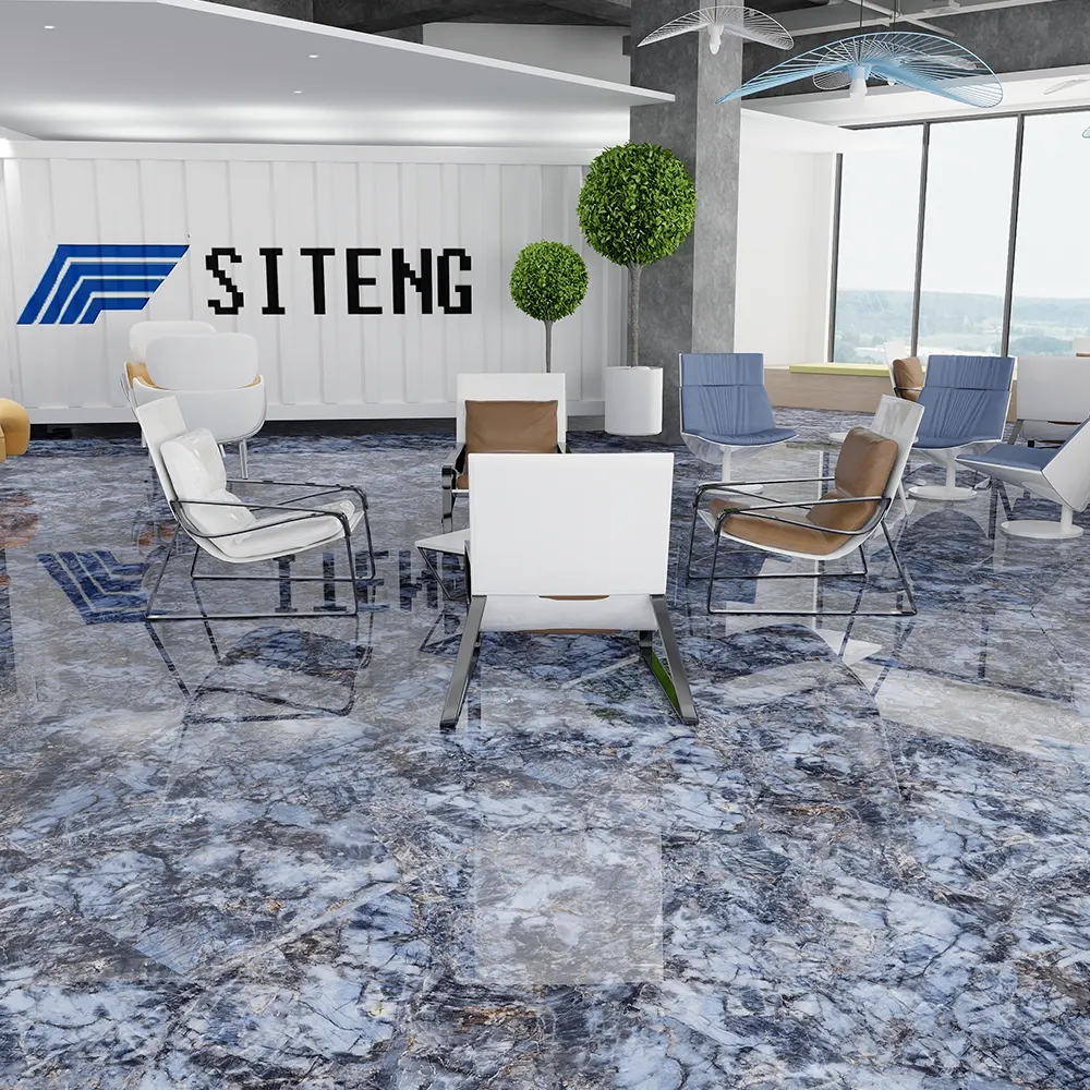 Blue Marble-Look Polished Porcelain Tile 600x1200mm