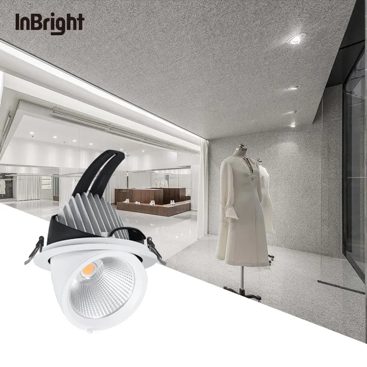 Adjustable Dimmable Recessed COB LED Downlight 10-50W