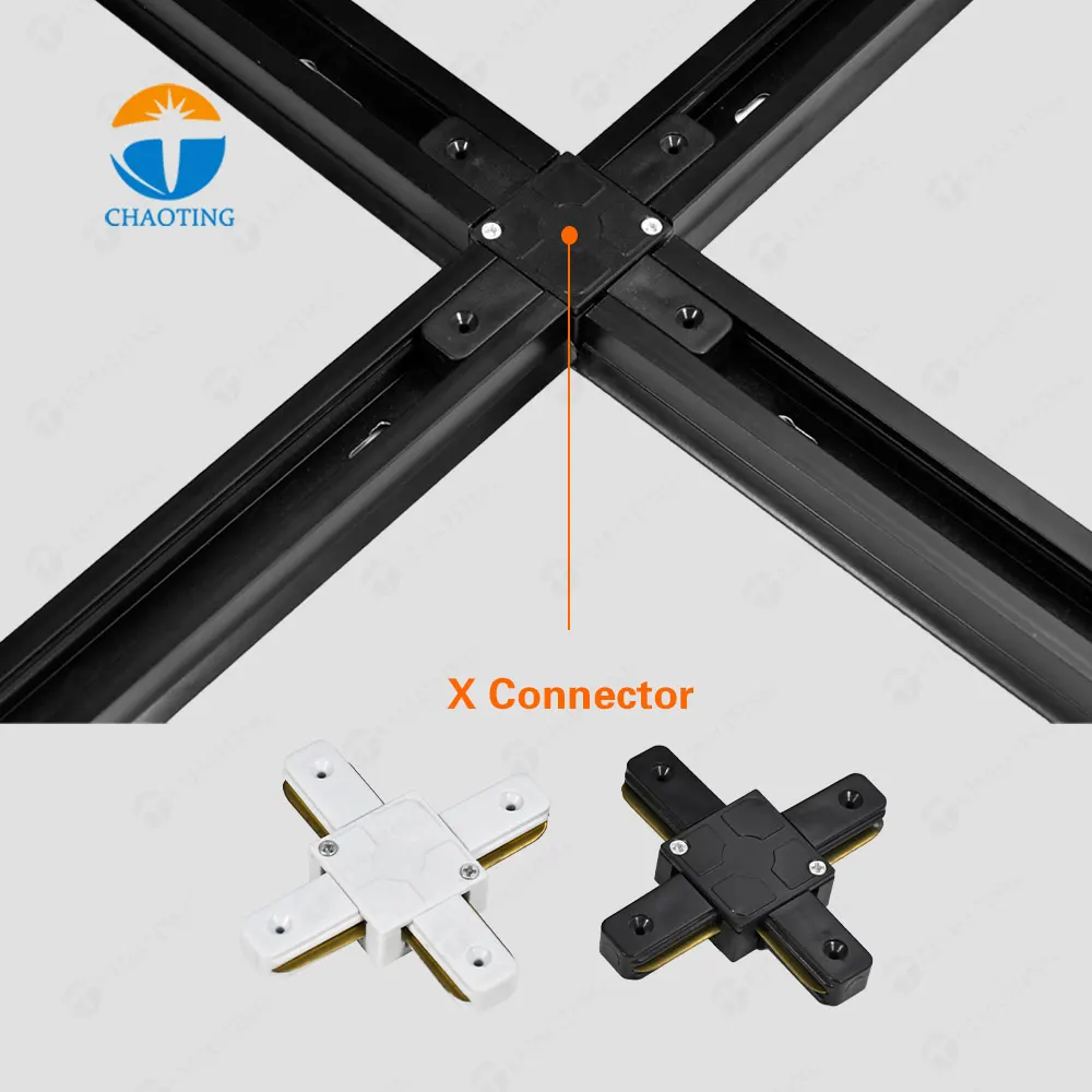 Aluminum 2-Wire Track V-Connector Black/White