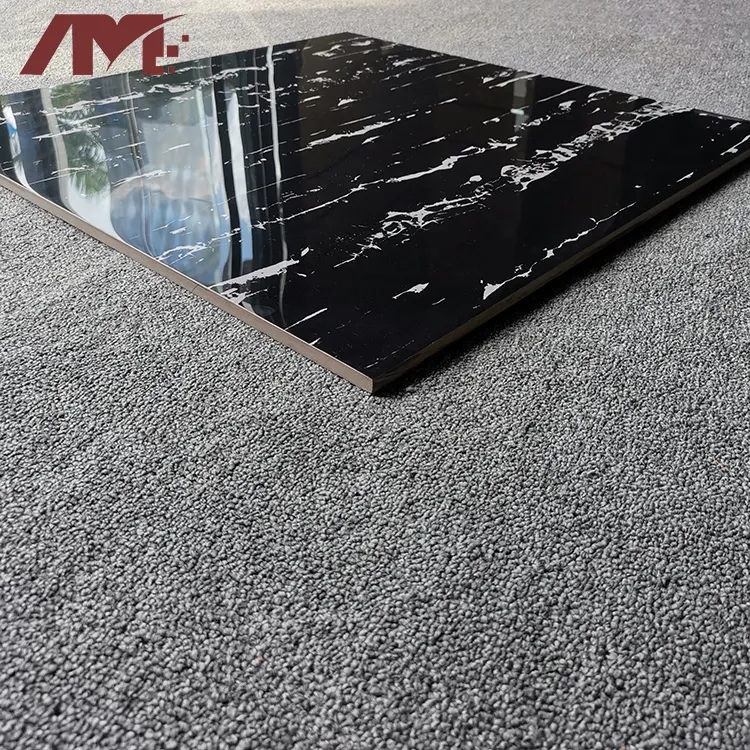 Black Glazed Porcelain Floor Tile 600x600mm