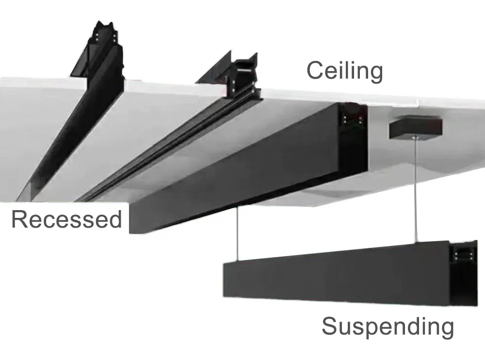 Recessed Aluminum LED Strip Light Black 30W