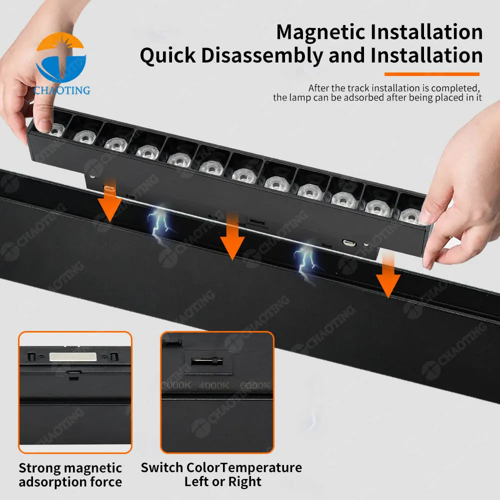Adjustable Aluminum Magnetic LED Track Spotlight 6-40W