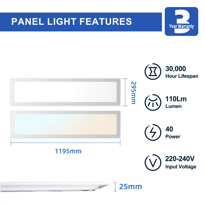 Aluminum LED Panel Light 2x2/60x60cm 40/80W 220-240V